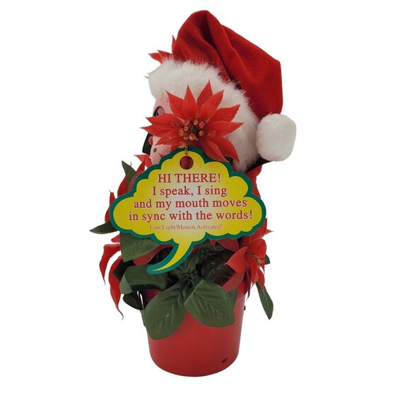 Vintage Talking Red Poinsettia Holiday Fun Telco Motion Activated 1998 - Read - Picture 7 of 9